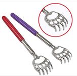 jeoga® Back Scratcher Extendable Itching Stick Back Massager, Long Massage Tools,Stainless Steel Heavy Duty Curved Back Itching Scratcher with Non-Slip Handle for Men Women Kids Combo pack of 2