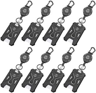 MNGARISTA 8-Pack Retractable Badge Holder, Heavy Duty Carabiner Keychain, Tactical ID Card Holder with 31.5" Retractable Badge Reel, Black