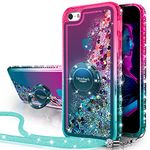 Silverback for iPhone SE Case 2016, iPhone 5S Case, iPhone 5 Case, Moving Liquid Holographic Sparkle Glitter Case with Stand,Bling Diamond Bumper with Ring Protective iPhone SE Case -Green