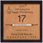 Suyi 17th Birthday Gifts for Girls Morse Code Bracelet Sterling Silver Bracelet Birthday Jewelry 17 Year Old Graduation Gifts for Her 17