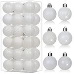 1.57" Christmas Ball Ornaments Pearl-White 36 Pcs Mini Shatterproof Christmas Tree Decorations Xmas Tree Small Christmas Ornaments Balls with Hanging Loop for Wedding Holiday Party Wreath Home Decor