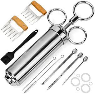 ZITFRI Siringa per Marinata in Acciaio Inox Artigli per Carne Siringa Arrosti 60ml con 3 Aghi Diversi e 1 Pennello da Cucina