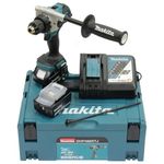 Makita 18V Li-ion LXT Brushless Combi Drill Complete with 2 x 5.0 Ah Batteries and Charger Supplied in a Makpac Case