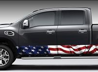 American Flag Waving Rocker Panel Graphic Decal Wrap Kit for Truck SUV (12 inch x 24 Foot)