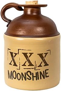 Thousand Oaks Barrel Co. XXX Glass Moonshine Jug (750ml) - Traditional Old Style, Engraved Glass Liquor Whiskey Decanter Bottle w/Natural Cork Stopper and Finger Ring - Moonshine Gifts for Men (B271)