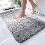 OLANLY Luxury Microfiber Bath Mat, Extra Soft and Absorbent Bathroom Mat, Non-Slip Plush Shaggy Bathroom Rug, Machine Wash Dry, Bath Rugs for Bathroom Floor, Tub and Shower, 16x24, Grey