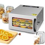 6 Trays Food Dehydrator, All Stainless Steel Dehydrator Raw Food & Jerky Fruit,400W Preserve Food Nutrition Professional Household Vegetable Dryer, with 0~24 Hours Digital Timer