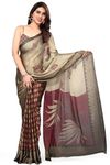 MIRCHI FASHION Women's Chiffon Georgette Block Print Saree with Blouse Piece (40551-Beige, Maroon)