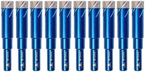 Dry Diamond Drill Bit Set,BRSCHNITT 10pcs/Pack 1/2 Inch (12mm) Diamond Hole Saw Core Drill Bit with Round Shank for Porcelain Tile Ceramic Stone Granite Marble,Hex Shank Dry Drilling