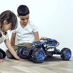 CROBOLL 1:12 Large Remote Control car for Boys Kids with Lifting Function,4WD RC Cars Electric Monster Truck Toy Gifts 4X4 Off-Road RC Rock Crawler 2.4GHz All Terrain RC Truck with 2 Batteries(Blue)