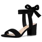 Allegra K Women's Open Toe Ankle Tie Back Block Heel Sandals Black US 8/UK 6/EU 39