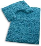 VELVETIO Bath Mats & Pedestal Set, Zero Twist Fluffy Super Soft 100% Microfiber Non-Slip Shaggy 2 Piece Bathroom Rugs, Extra Thick Machine Washable Water Absorbent Toilet Rug Sets, Turquoise