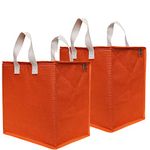 DOUBLE R BAGS Jute Shopping Grocery Vegetable Bag with Reinforced Handles , Underbed Storage Bag with Zip (Orange)-Combo of 2