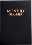 Undated Big Large Monthly Planner - Blank Calendar Book and Organizers 8.5 x 11 Inches - Black