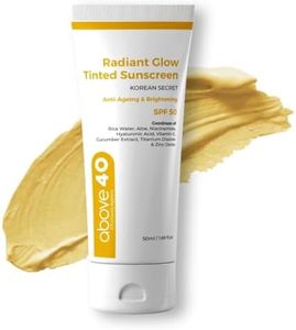 Above 40 Tinted Glow Sunscreen SPF 50 PA++++ | Korean Secret Formula with Niacinamide, Hyaluronic Acid, Rice Water | Anti-Ageing, Brightening, Hydrating Sunblock for Face | No White Cast | UVA, UVB & Blue Light Protection | For Men & Women Non Comedogenic For All Skin Types | 50ml
