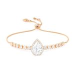 Linawe Crystal Imitation Diamond Charm Bracelet, Rose Gold Chain Adjustable Bracelets for Women, Rhinestone Birthstone Cubic Zirconia Prom Wedding Jewelry Bracelet Set for Brides Bridal