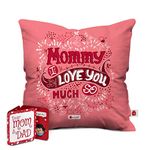 Indigifts Cushion Cover 12x12 with filler | Best Mom Printed Square Pillow Soft Fiber with Vibrant Print | Gift for Mother, Mom, Mother in Law (Red)