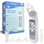 YOGIMOONI Nasal Aspirator, Snot Aspirator for Children, Automatic Snot Sucking with 3 Suction Levels and 3 Silicone Tips USB Charging Music Soothing Function and Seven Colour Lights