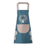 DILLMAN Women Kitchen Apron with Hand Wipe Pockets£¬Big Pocket,Hand-wiping, Waterproof for Cooking Baking, Blue, Large