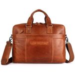 GINO JOHNSON Luxury Office Laptop Bag Briefcase Unisex-Italian Premium Pulup Genuine Leather Bag For Men Sling,Side,Messenger 14/15.6/16 Inch Macbook/Notebook/Laptop bag For Women &Trolley Strap (Tan)