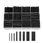 Ginsco 730 pcs 2:1 Heat Shrink Tubing Kit 8 Sizes Assorted Sleeving Tube Wrap Cable Wire Kit for DIY Black