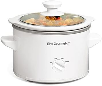 Elite Gourmet MST-250XW Electric Slow Cooker Ceramic Pot Adjustable Temp, Entrees, Sauces, Stews & Dips, Dishwasher Safe Glass Lid & Crock