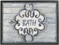 The Stupell Home Décor Collection Bath Grey Bead Board with Scroll Plaque Bathroom Framed Giclee Wall Art, 11 x 14 Inches