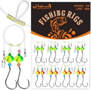 Dovesun Pompano Rigs for Surf Fishing Rigs Unique T-Knot Pompano Rigs Saltwater Floats Strong Pre-Rigged Surf Fishing Gear & Tackle Propeller Float(2colors)*2/0 Hook*10PCS