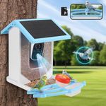 Careboda Bird Feeder with Camera, Outdoor Bird Feeder with Solar Panel, 64G SD Card, AI Identify Bird Species, 1080P HD Auto Capture Bird Videos, App Notify, IP65 Waterproof, Ideal Gift for Everyone