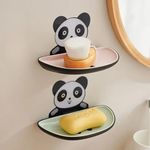 VIVNITS Panda Soap Box 2 Pack Soap Holder for Bathroom, Soap Dish, Soap Stand for Bathroom, Soap Holder for Wall, Soap Case for Kitchen, Bathroom Accessories, Kitchen Items, Plastic (Pack of 2)