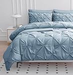 LANE LINEN Bed Comforter Set for Split King Mattress, 8 Piece Split King Bed in a Bag with 1 King Comforter, 1 King Size Flat Sheet, 2 Twin XL Fitted Sheets, 2 Pillowcases & 2 Shams - French Blue