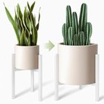 IZIDDO Adjustable Plant Stand Indoor, White Metal Planter Stands Outdoor, Mid Century Modern Plant Holder, Fit 8 10 12 inch Pots, Single Floor Plant Stands for Indoor Plants (Pot&Plant Not Included)