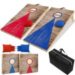 Cornhole Game Set, Portable Bean Bag Toss Game Set with 8 Bean Bags and a Carrying Bag Folding Wooden Cornhole Boards for Outdoor, Indoor, Backyard, Lawn, Beach Camping Games for Adults and Kids