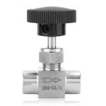 Straight Needle Valve,BSPP Stainless Steel Needle Valve,Female Thread Water Pipe Transmission Straight Ball Valve High Pressure Propane Control Needle Valve for Water/Gas/Oil Flowing Regulation,1/4