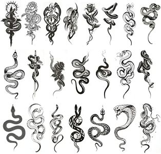 Lounsweer 22 Sheets Realistic Snake Temporary Tattoos 3D Tribal Serpent Tattoos Floral Swords Snake Fake Tattoos Waterproof Snake Tattoo Stickers for Women Men Adults Face Arm Leg Body Art