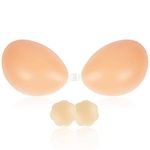 SHINYMOD Stick on Bra, Strapless Backless Sticky Bras for Women, Adhesive Silicone Invisible Push Up Bra Reusable Skin Comfortable Cup Bra with 2Pcs Nipple Cover, Silicone Bra A