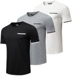 JMIERR Men's Short Sleeve T-Shirt Pack, Essentials Crewneck Cotton T-Shirt, 3 Pack,2XL, Black/White/Light Grey