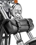 KEMIMOTO Motorcycle Tool Bag, Motorcycle Fork Bag PU Leather Universal Saddlebag for Motorcycle Front Fork Handlebar Sissybar Storage Pouch Motorcycle Roll Bag