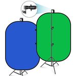 Neewer 5x7ft/1.5x2m Chromakey Foldable Backdrop with Stand 8.5ft/2.6m, 2-in-1 Reversible Green Blue Green Background Panel for Photography Studio, Live Streaming, Video Calls, Games