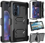 Takfox Moto Edge 2022 Case, for Motorola Edge 2022 Case Belt Clip Phone Holster, [Built-in Screen Protector] [Kickstand] Protective Heavy Duty Shockproof Rugged Cover-Black