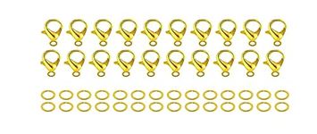 Ani Accessories Metal DIY Crafts Alloy Lobster Claw Clasps with Open Jump Rings,Necklace Fasteners Hook for DIY Jewelry Making Accessories (Golden)