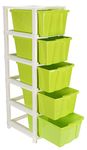 Joyful Studio 5 X-Large Plastic modular Drawer System for Home, Office, Hospital, Parlor, School, Doctors, Home and Kids, Colour Green, Product Dimension when assembeled (31cmx39cmx98 cm)