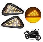 Miwings Motorcycle Turn Signal Smoke Triangle Flush Mount Turn Signal Indicators Amber LED Light Motorbike Lamp Waterproof (Pack of 2) (Pack of 2) For Suzuki Gixxer SF, Black