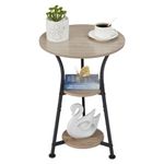 Dulcii Small Round End Table for Narrow & Small Spaces, 3 Tier Round Accent Table, Round Side Table Living Room,Small Round Nightstand Bedside Tables for Bedroom