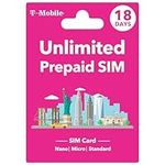 T Mobile Prepaid SIM Card USA - Unlimited Data in 4G/LTE and Talk in The USA for 18 Days, giffgiss Prepaid SIM Card USA Supported Hotspot, Triple Cut 3 in 1 SIM Card - Standard Micro Nano