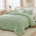 Andency Fleece California King Comforter Set, 3 Pieces Sage Green Comforter Set for California King Size Bed, Soft Warm Fluffy Fuzzy Bedding Set for Winter (1 Comforter & 2 Pillowcases)