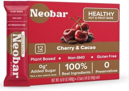NEOBAR Fruit and Nut Bars - Plant-Based Vegan Snack Bars, Gluten Free Dairy Free Snacks, No Added Sugar, No Preservatives, Non-GMO | Cherry & Cacao,12 Count