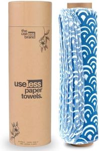 The Useless Brand Reusable Paper Towels Roll | 12 Eco Friendly Washable Cotton Flannel Towels w/ Cardboard Roll | Zero Waste & Sustainable | Fits on All Holders (Waves, 12 Towels)