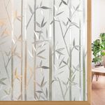 rabbitgoo Window Films for Privacy, Windows Tint Anti-UV Heat Control Films Decorative Glass Door Window Covering for Home Office, Frosted Window Vinyl Decals (Bamboo,17.5" X 78.7" (44.5 X 200cm))