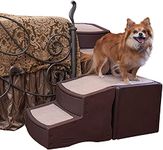 Pet Gear Easy Step Bed Stair for Cats/Dogs, Adjusts to Either Side of Bed, Removable Washable Carpet Treads, Storage Compartment, for Pets Up to 75lbs, NEW Chocolate, PG9760CHU